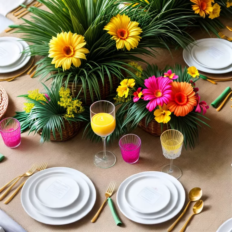Ideias de decoração de mesa para uma festa tropical