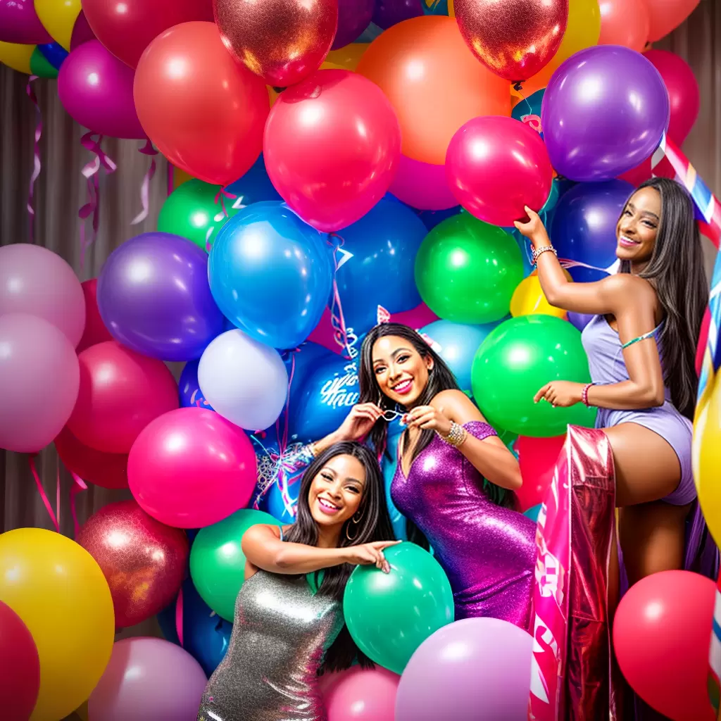 Fotos festa colorida painel glamour baloes