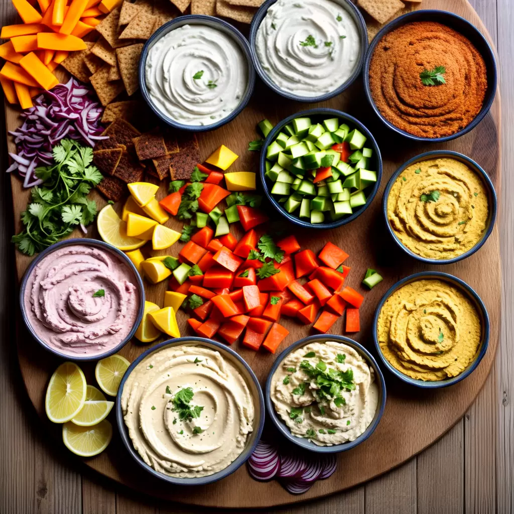 Fotos tabua vegetariana legumes dips