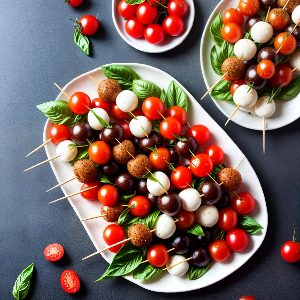 Fotos espetinho caprese tomate mussarela balsamico