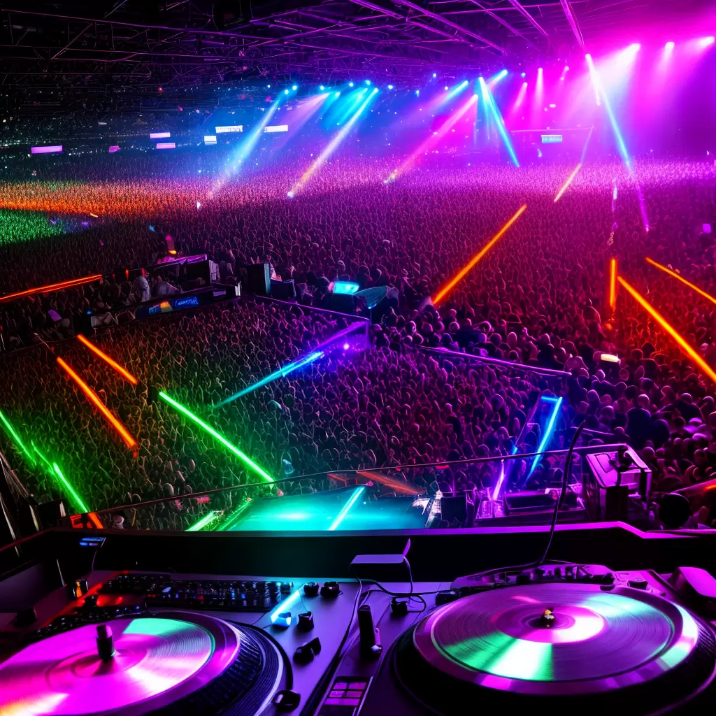Fotos cabine dj luzes coloridas pista danca