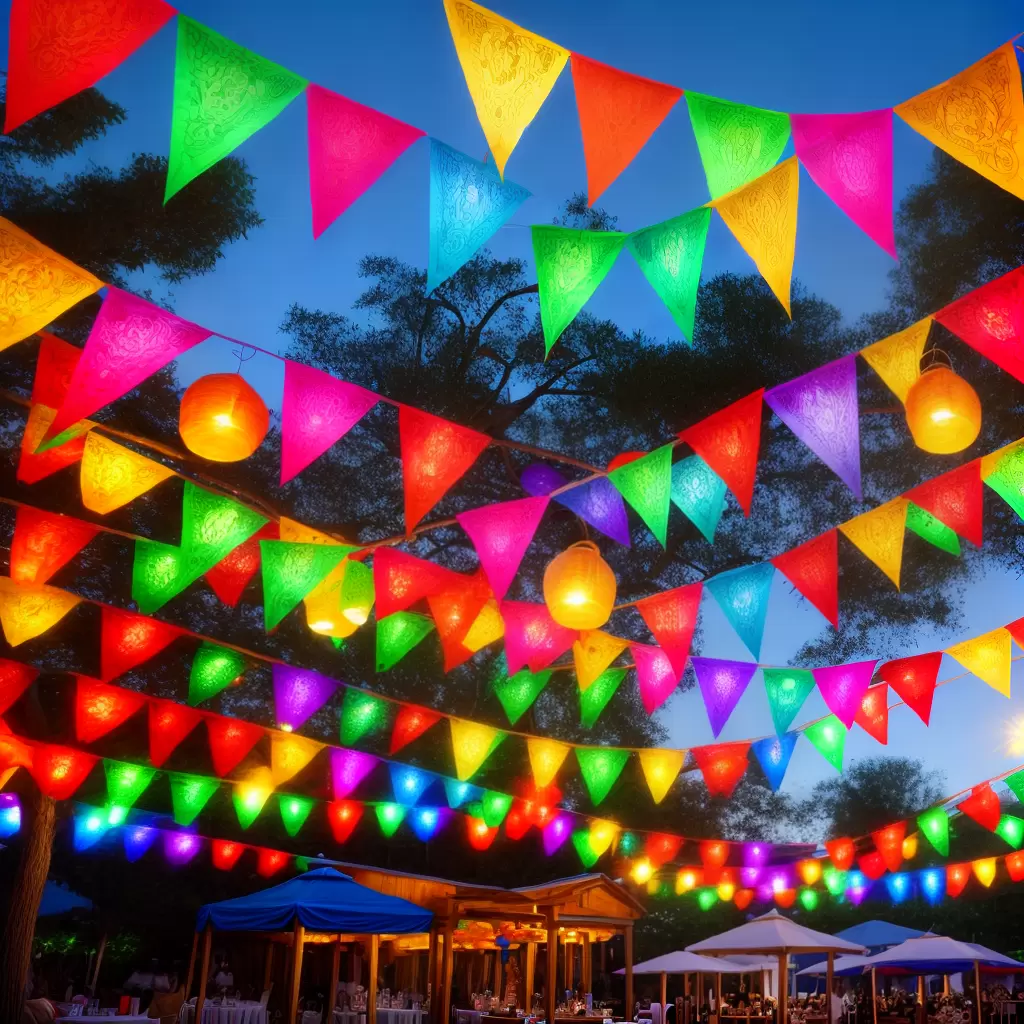 Fotos papel picado luzes festa ao ar livre Fotos papel picado luzes festa ao ar livre