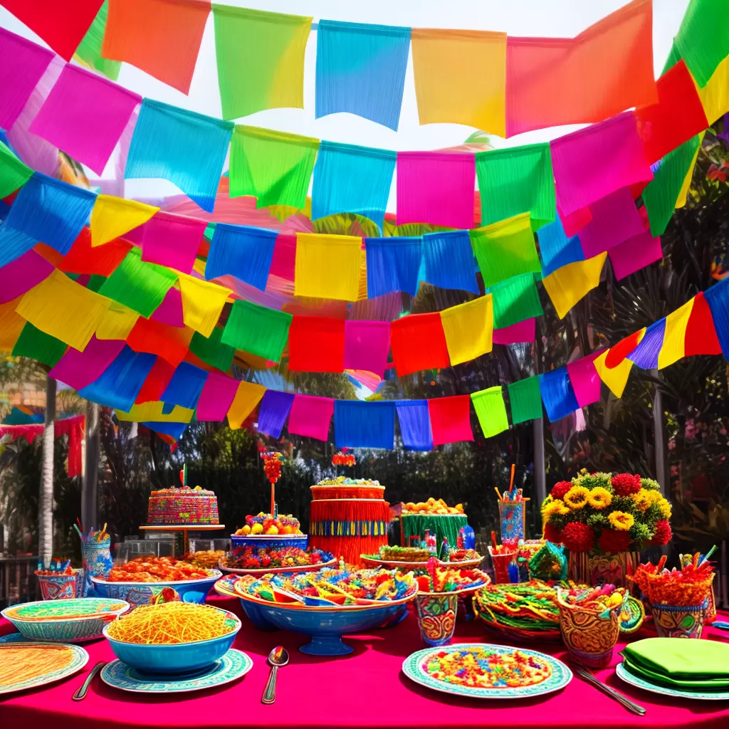 Fotos festa mexicana papel picado sombrero cacto pinata