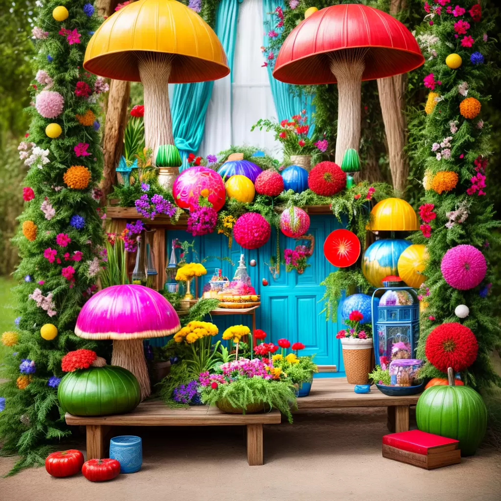 Fotos fundo fantasia cogumelos flores arvore