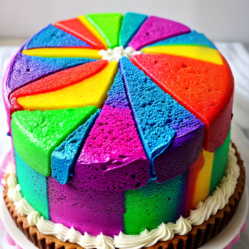Fotos bolo arco iris camadas cobertura colorida