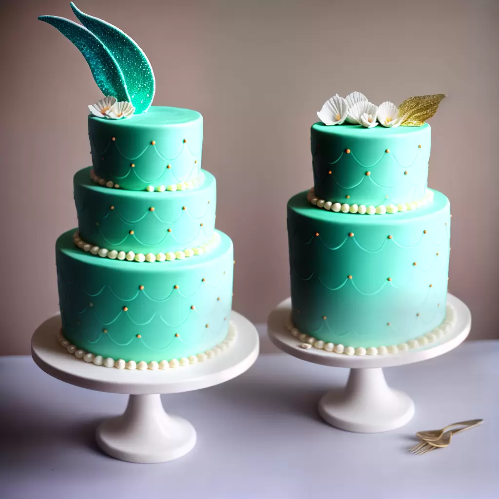 Fotos bolo sereia azul perolas fondant