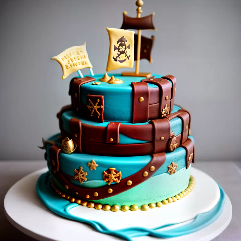Fotos bolo navio pirata tesouro fondant