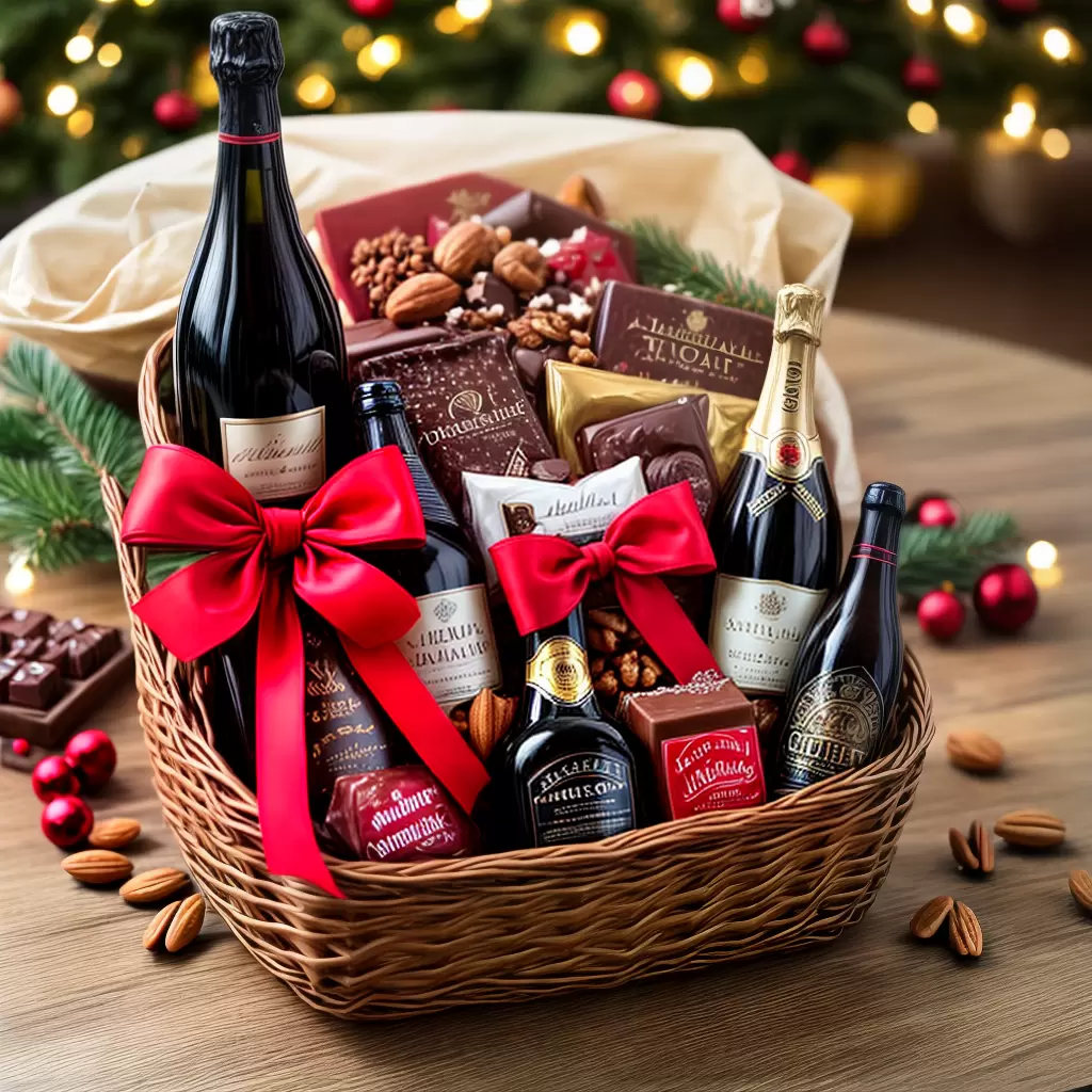 Fotos cesta gourmet chocolates nozes champanhe