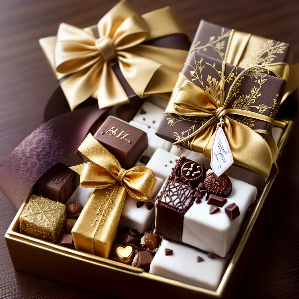 Fotos caixa presente luxo chocolates champanhe vela