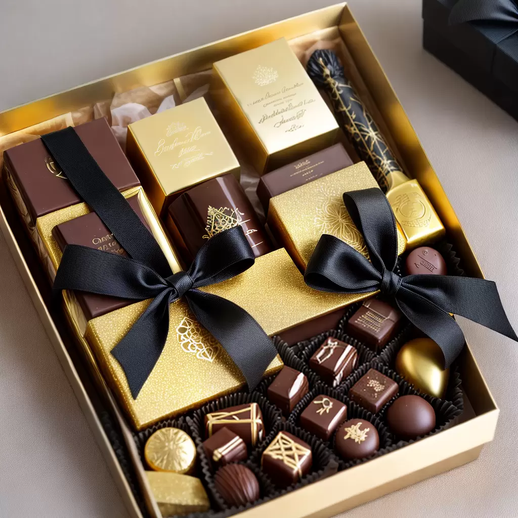 Fotos caixa presente luxo tacas champagne chocolates