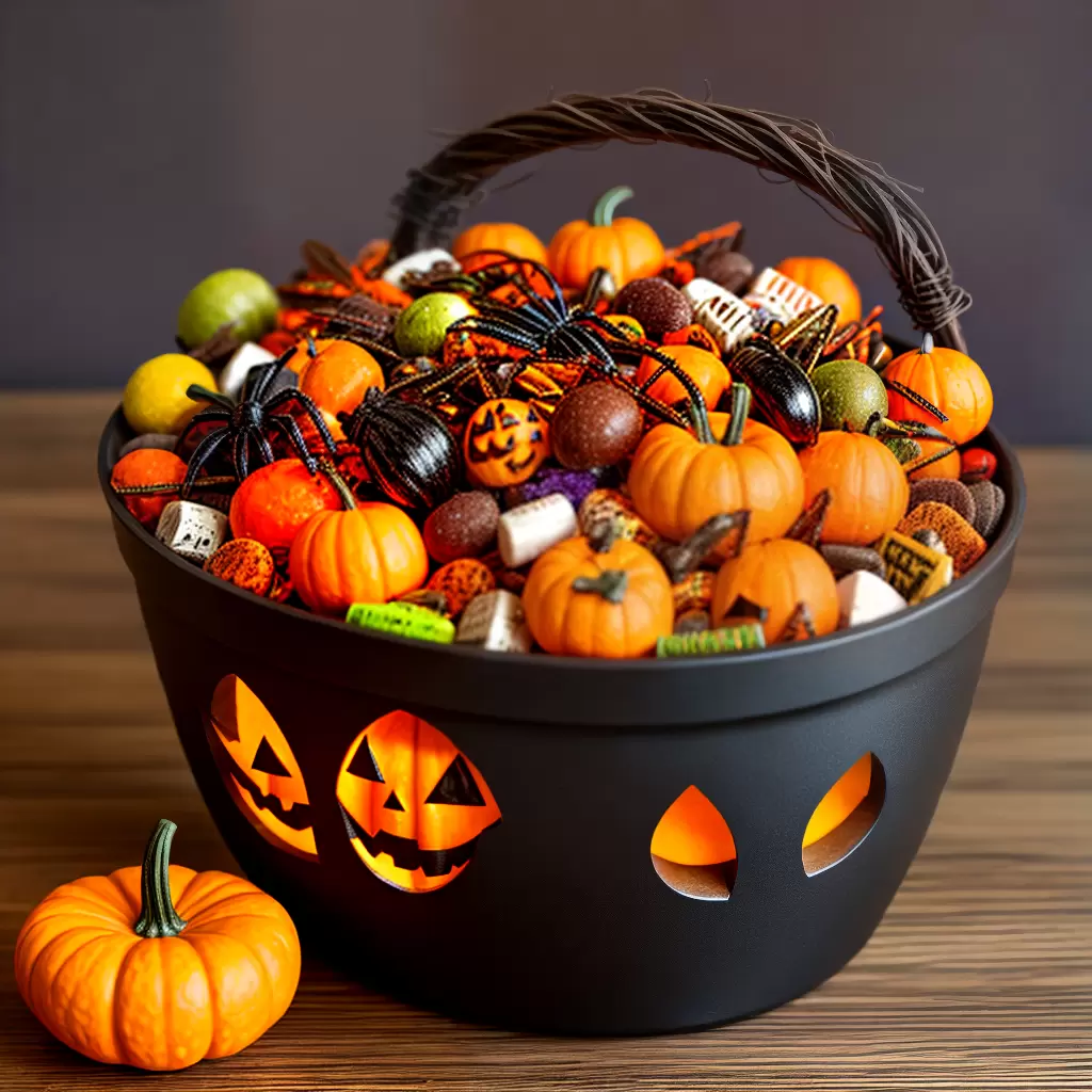 Fotos candy bucket halloween aranhas fantasmas