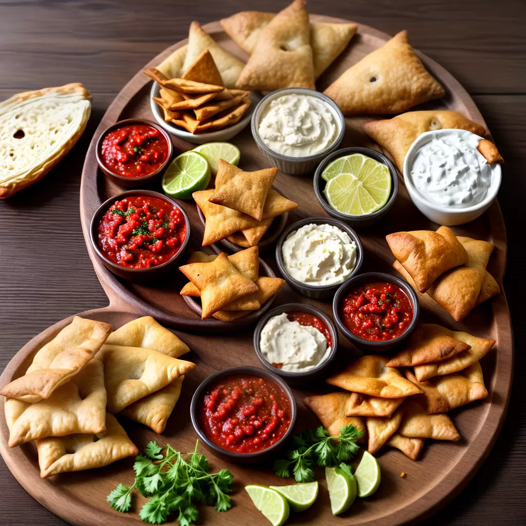Fotos tabua petiscos samosas empanadas salsa