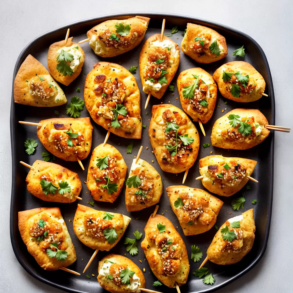 Fotos petiscos crocantes quiches samosas frango