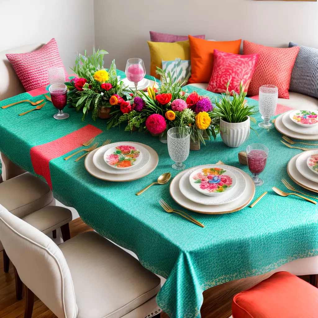 Fotos toalha de mesa floral almofadas