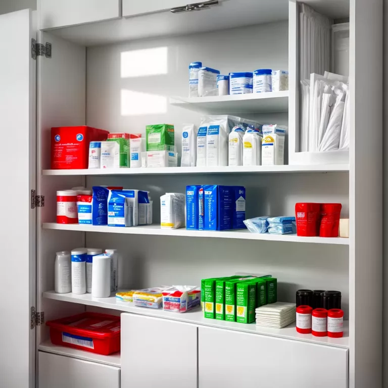 Racks para guardar itens de primeiros socorros e saúde