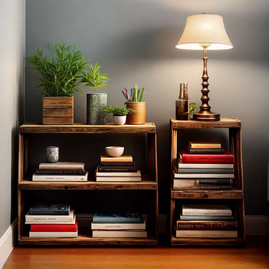 Fotos caixa madeira lampada livros quarto
