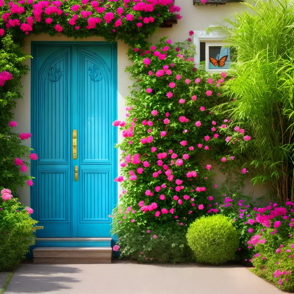 Fotos decoracao porta borboletas flores folhas