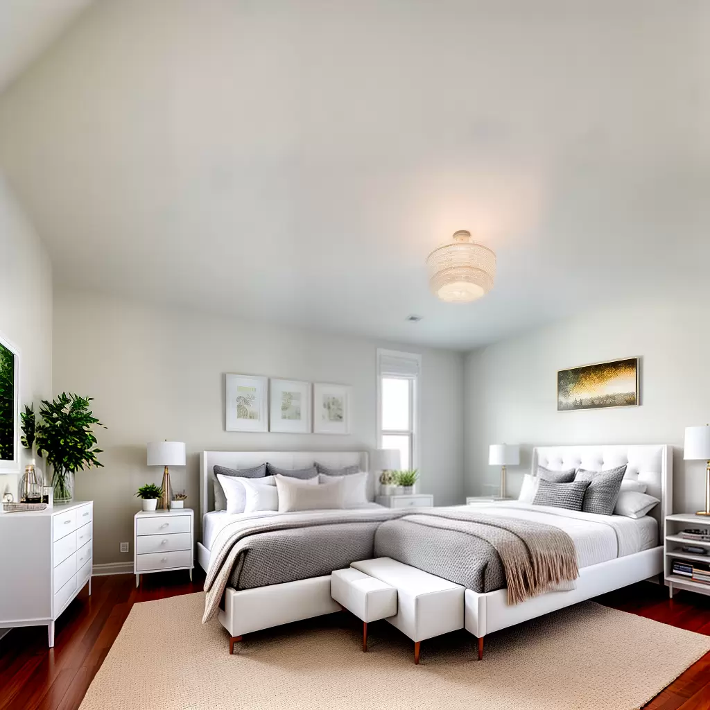 Fotos quarto branco minimalista cama tapete