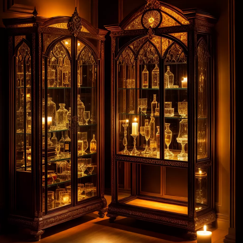 Fotos armario cristal ornamentado luzes velas