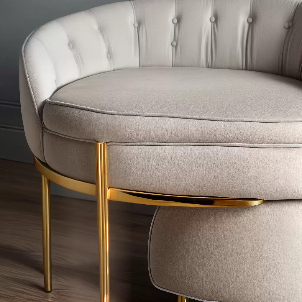 Fotos puff veludo luxo dourado tufos