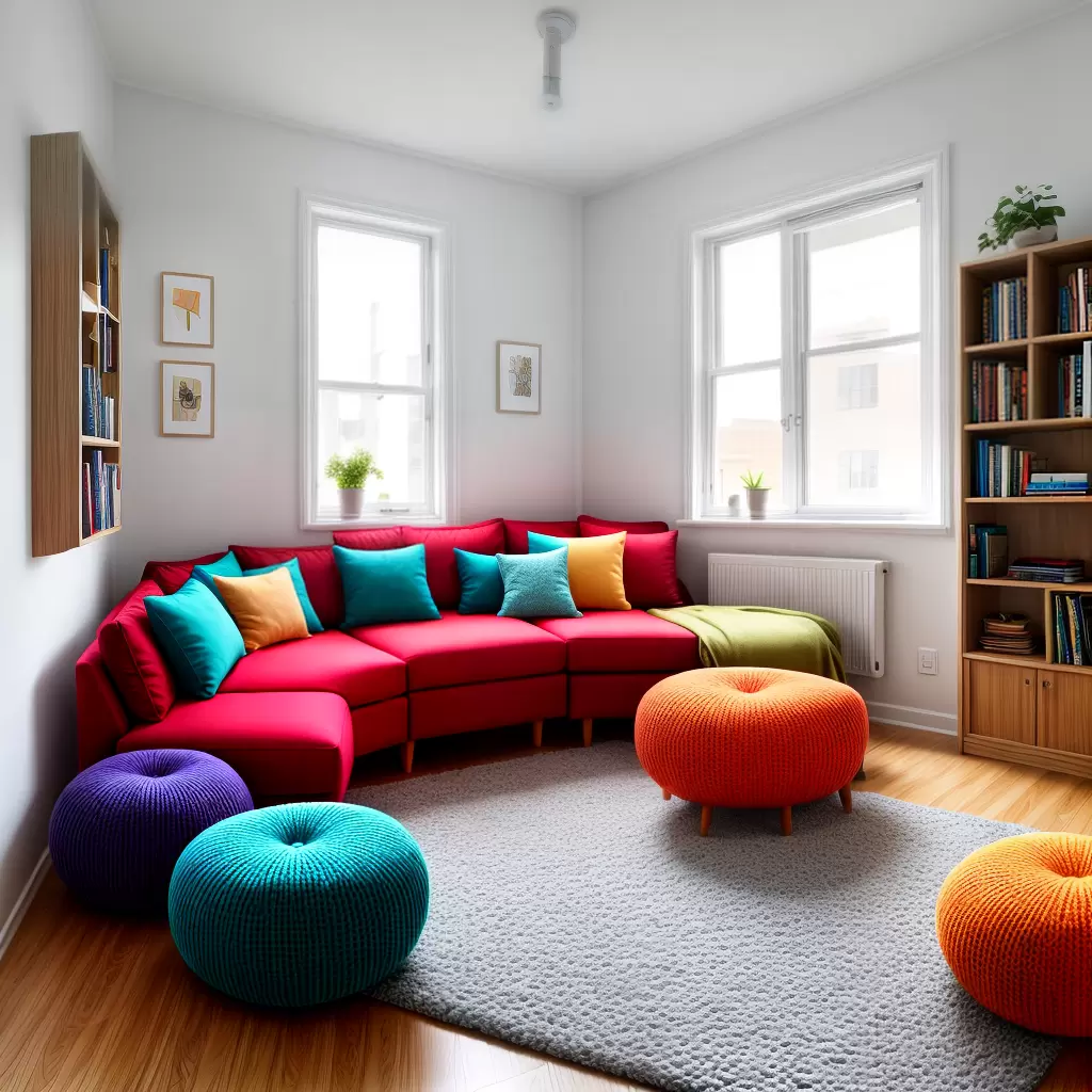 Fotos canto acochoado apartamento pufes coloridos