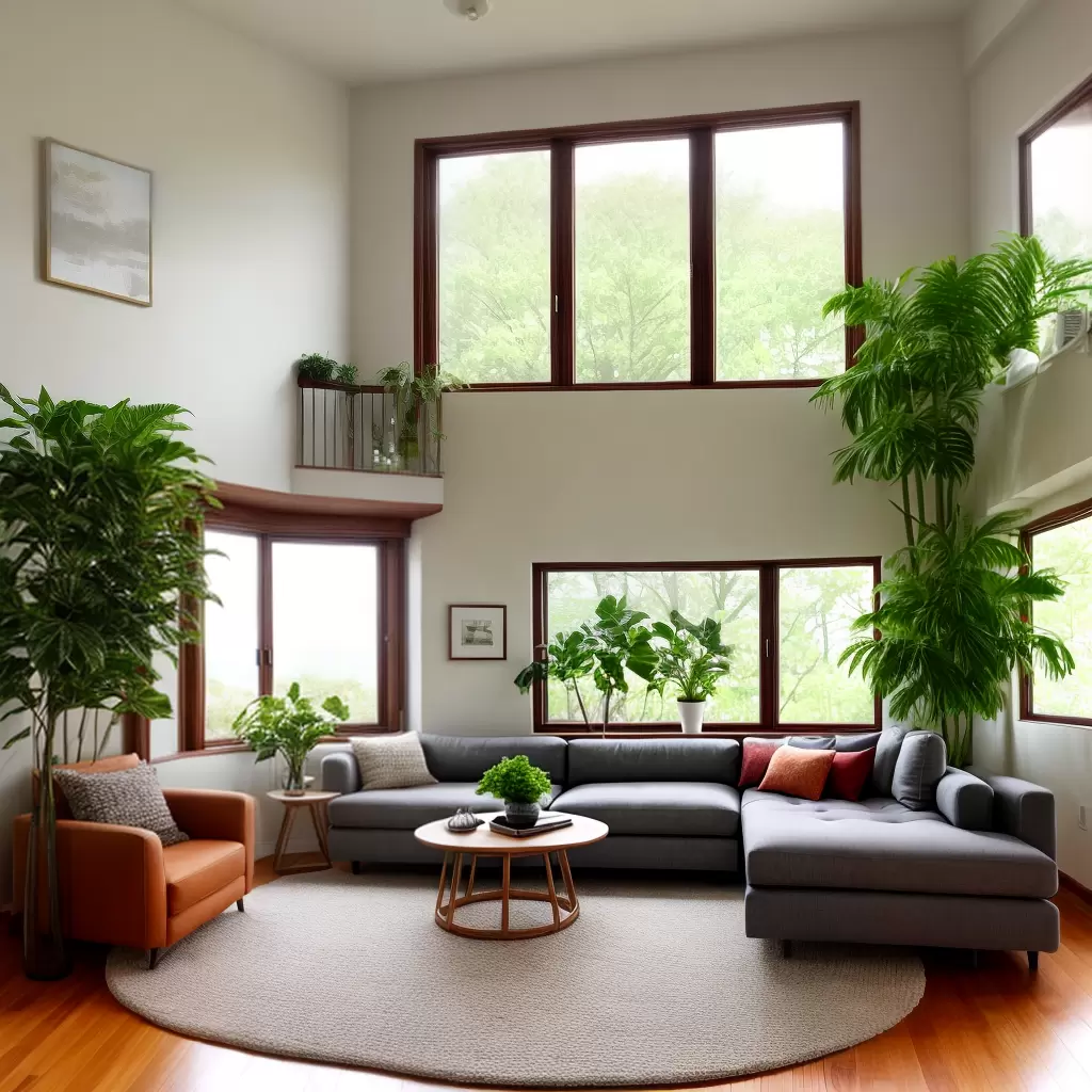 Fotos sala terrosa plantas puff fengshui