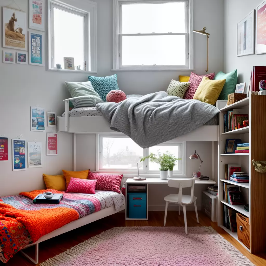 Fotos quarto estudante cama elevada decoracao livros