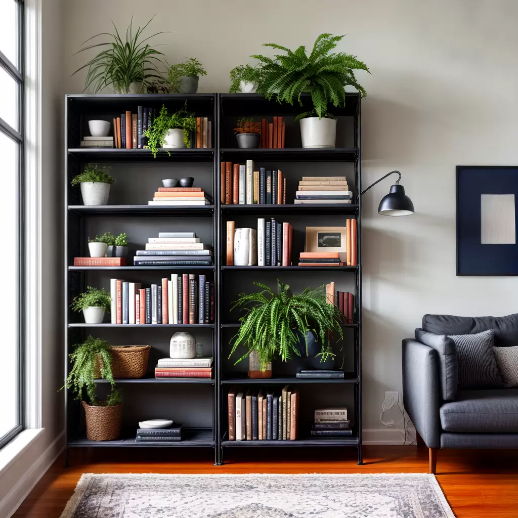 Fotos estante metalica industrial plantas livros