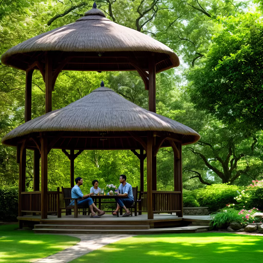 Fotos gazebo madeira jardim casal sombra