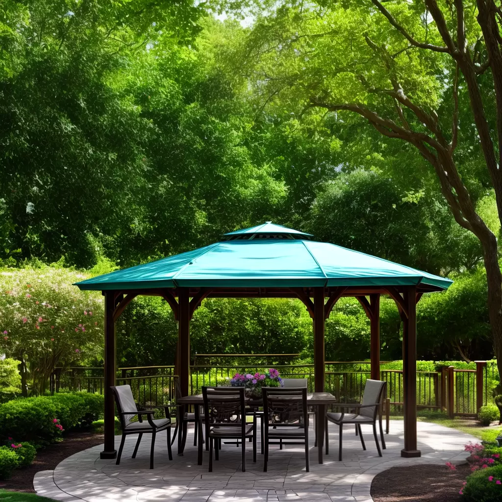 Fotos gazebo jardim flores mesa