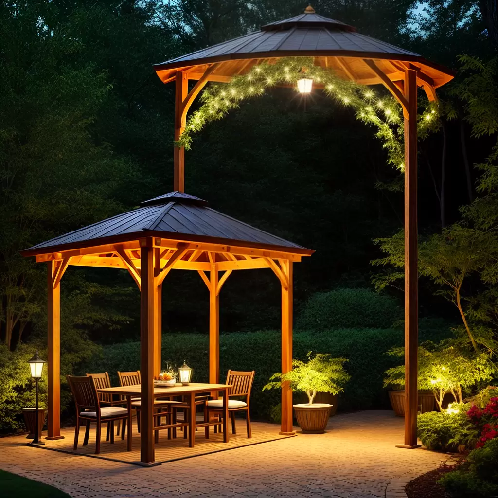 Fotos gazebo iluminado ambiente romantico noite Fotos gazebo iluminado ambiente romantico noite