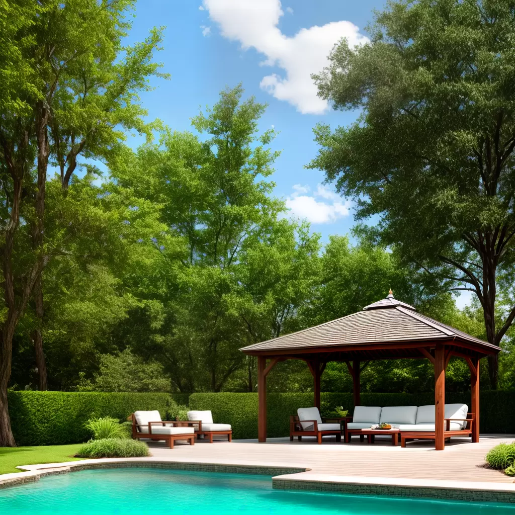 Fotos oasis gazebo loungers relaxamento ar livre