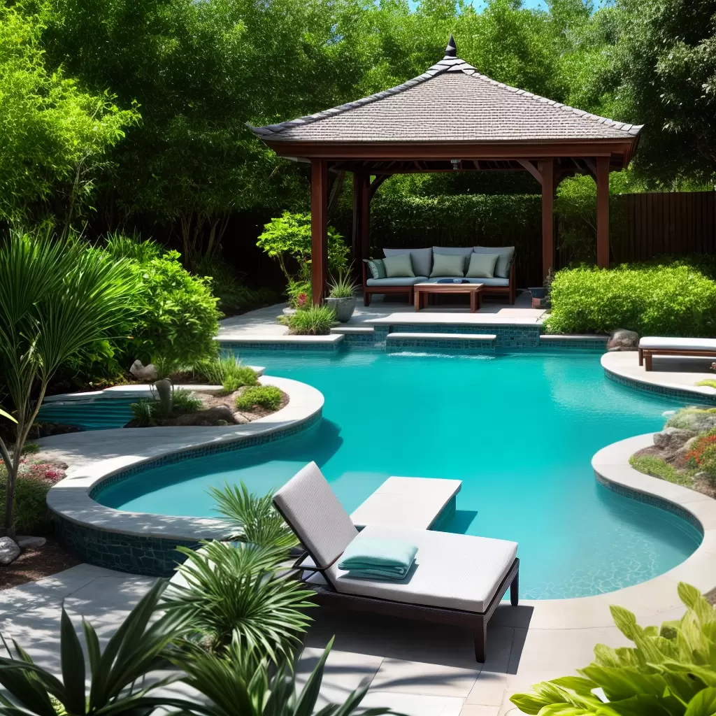 Fotos gazebo flutuante piscina relaxamento