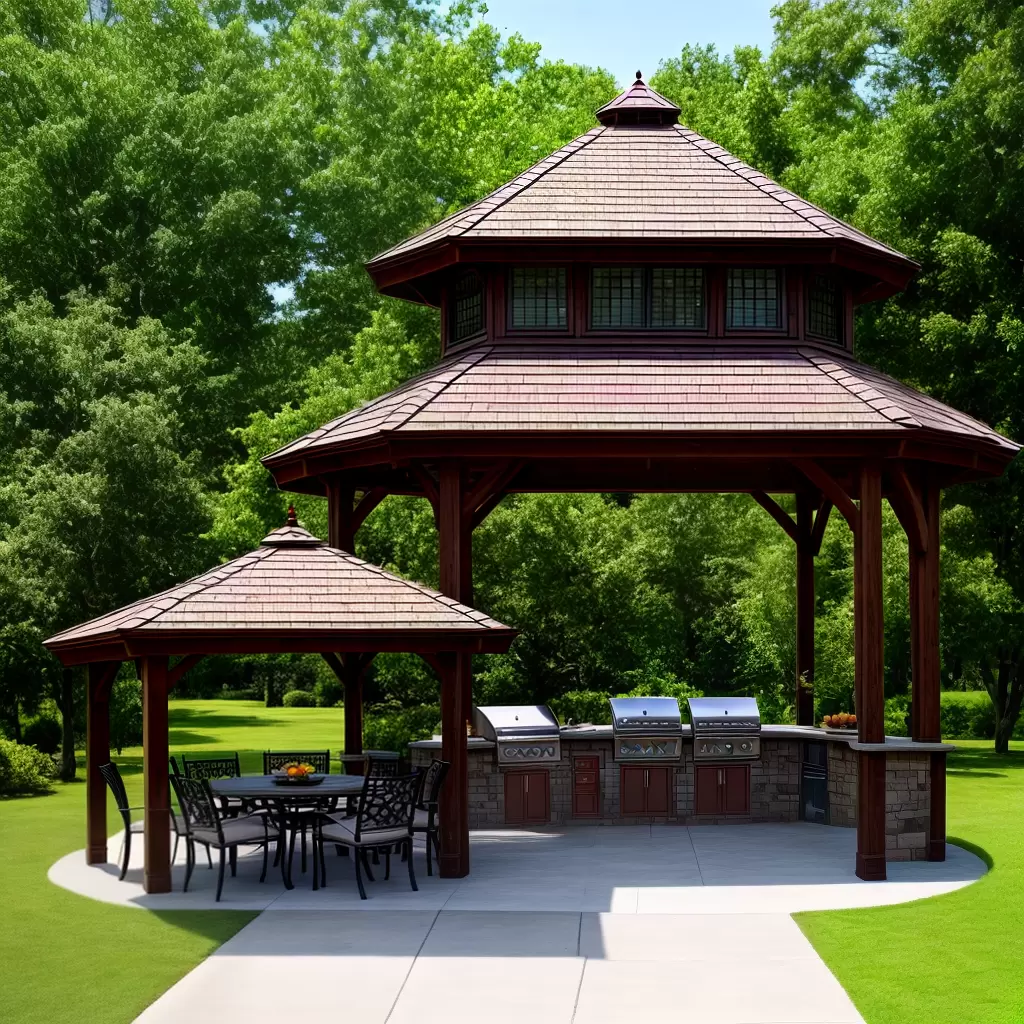 Fotos gazebo churrasco amigos familia luzes verde