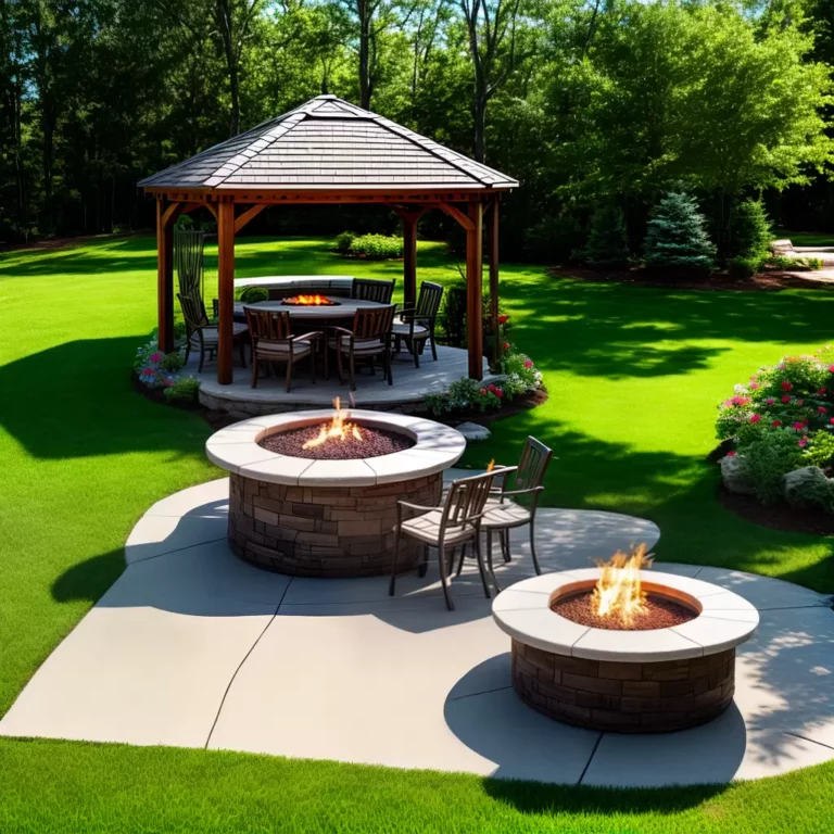 Gazebo com área de fogueira para marshmallows e s’mores
