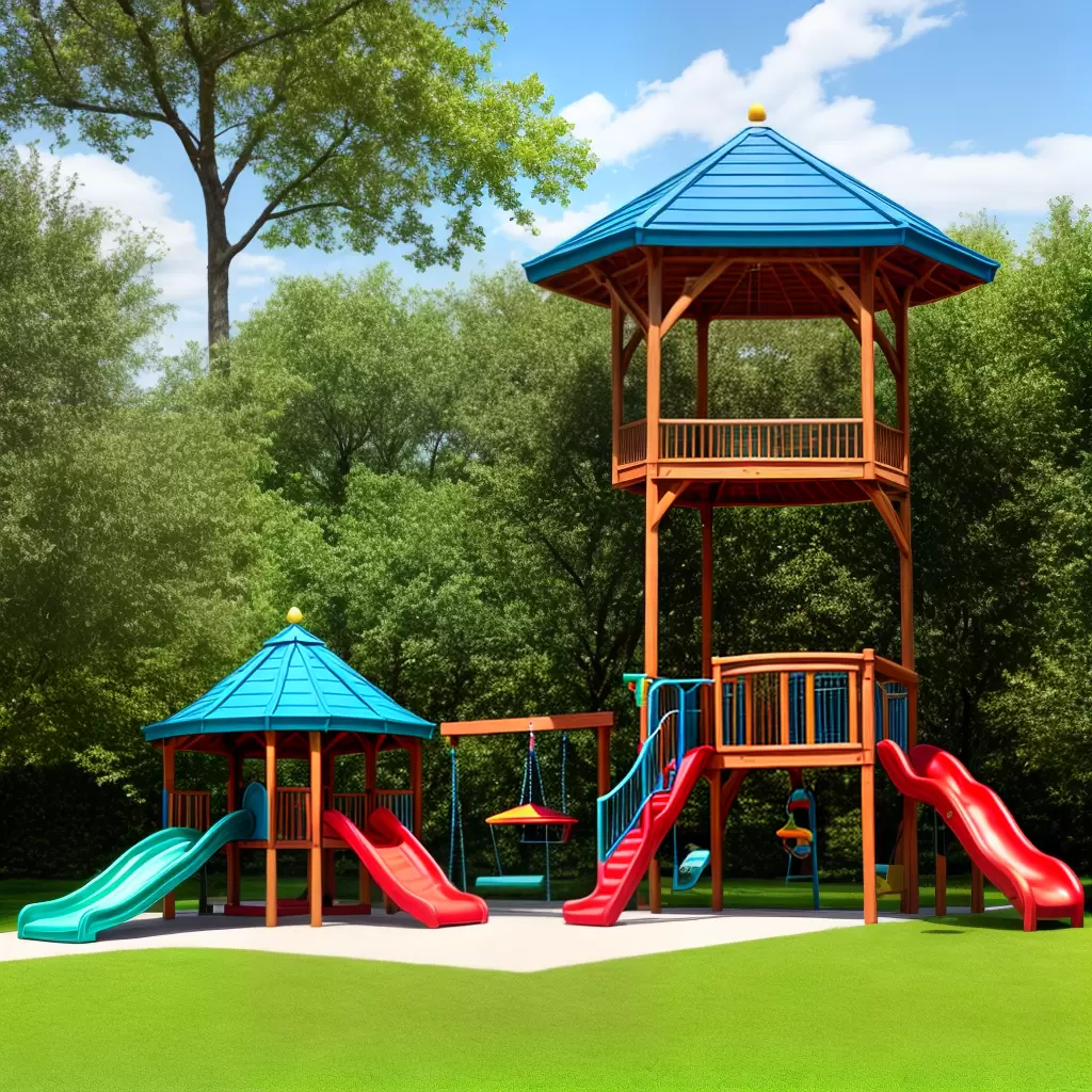 Fotos gazebo colorido playground criancas paisagem