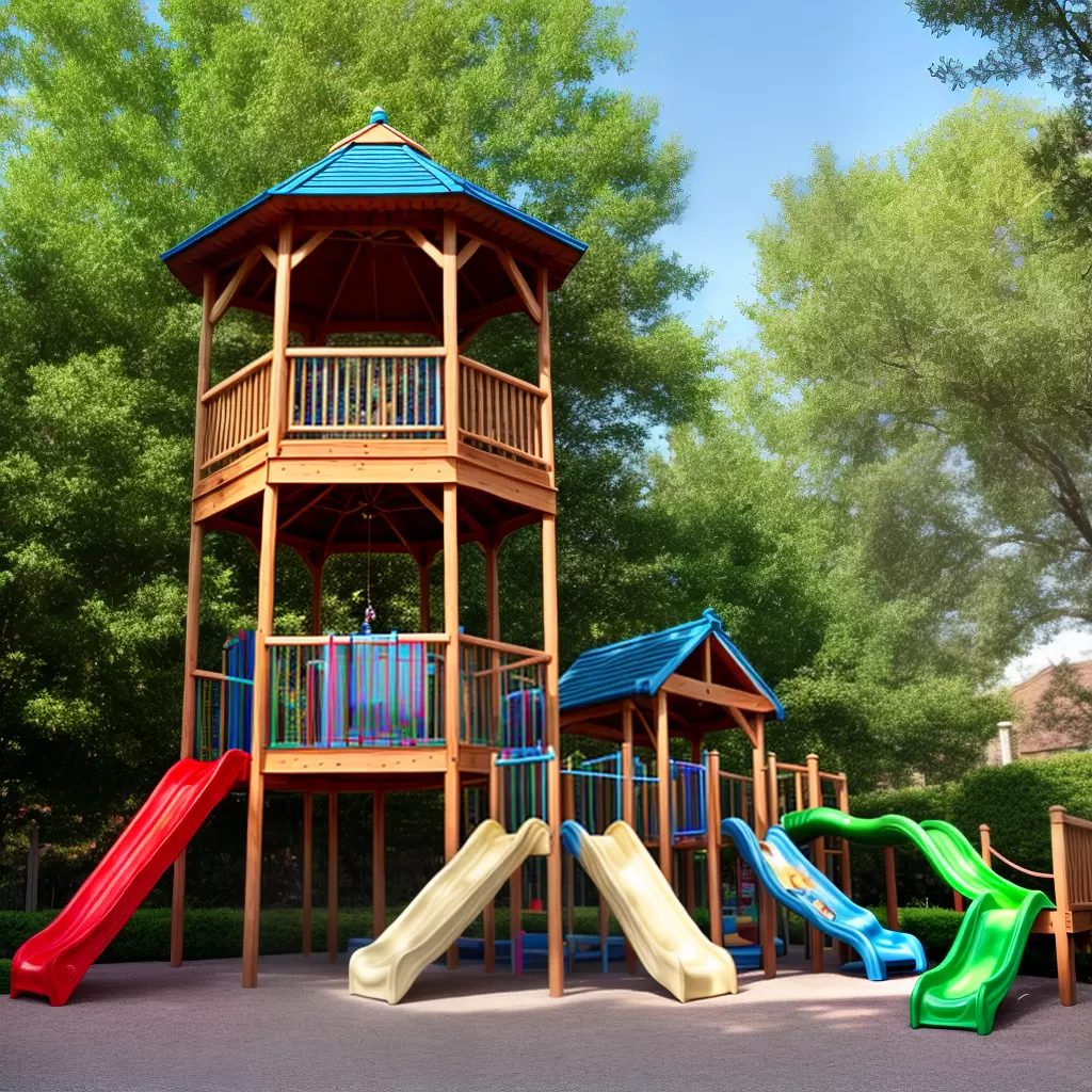 Fotos gazebo colorido playground criancas 1