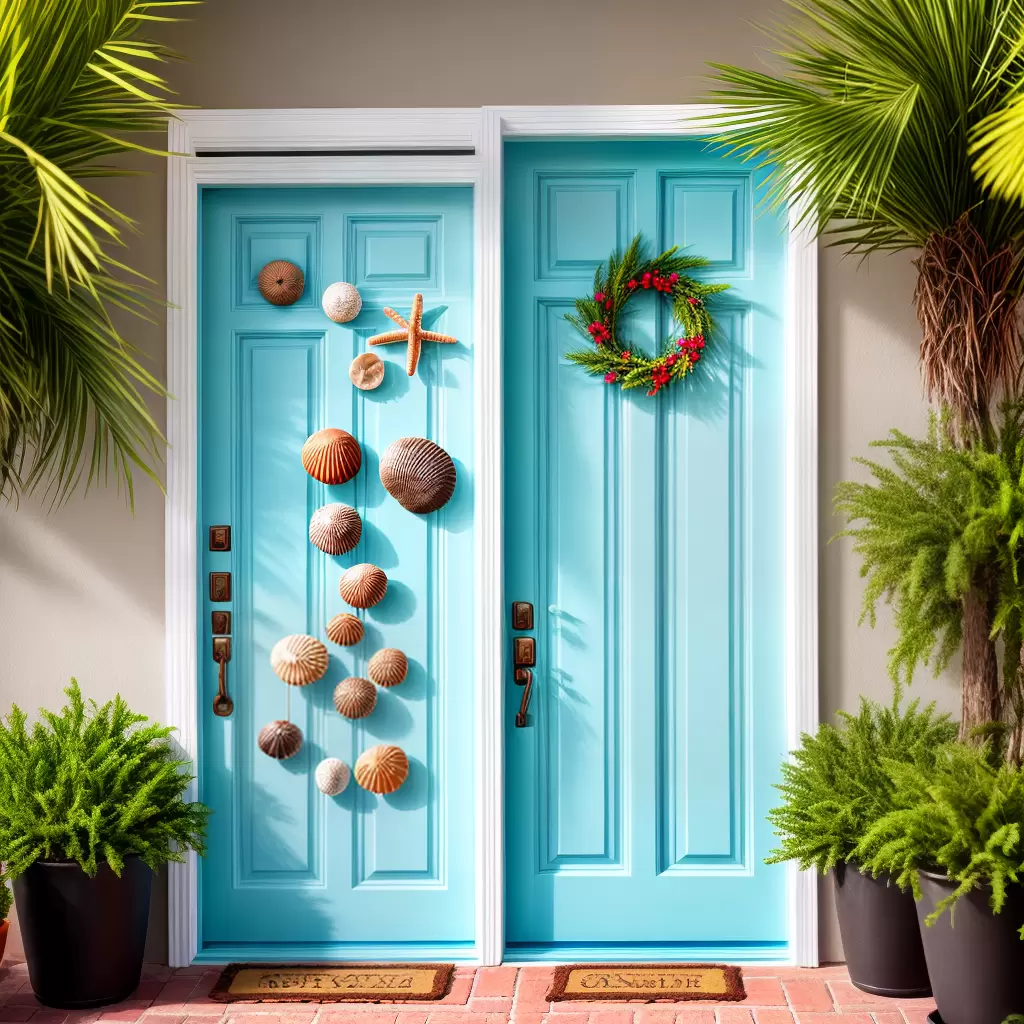 Fotos decoracao porta praia madeira conchas