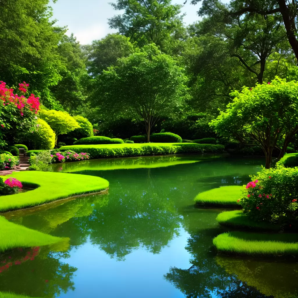 Fotos jardim espelho agua flores verde