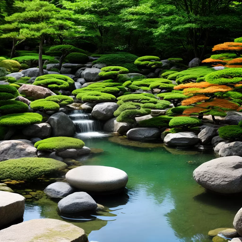 Fotos jardim japones lago rochas vegetacao