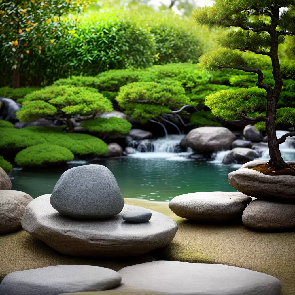Fotos jardim zen pond rochas bonsai