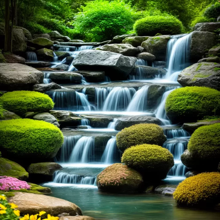 Jardins com fontes e cascatas: relaxamento e bem-estar