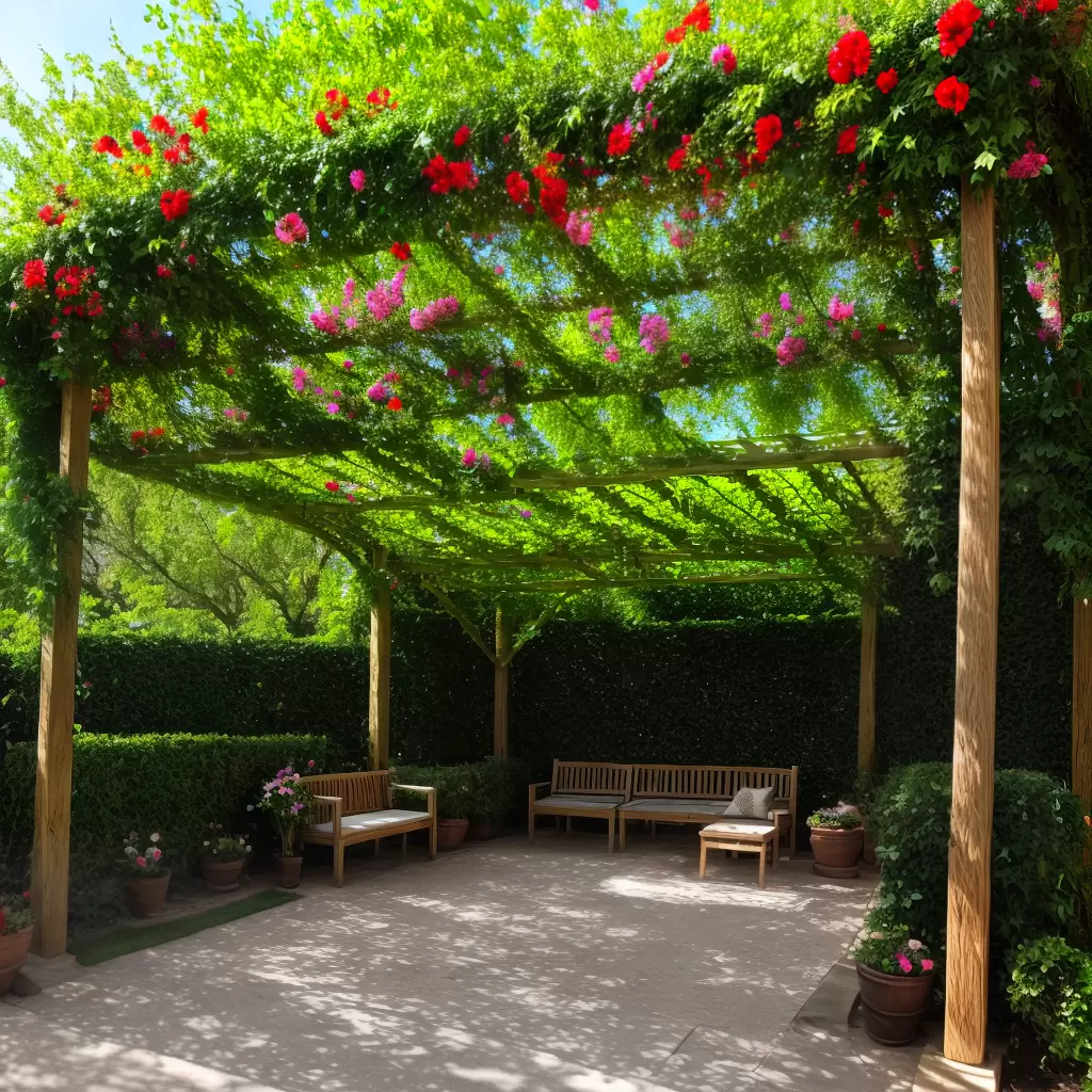 Fotos jardim pergola flores sombra encanto