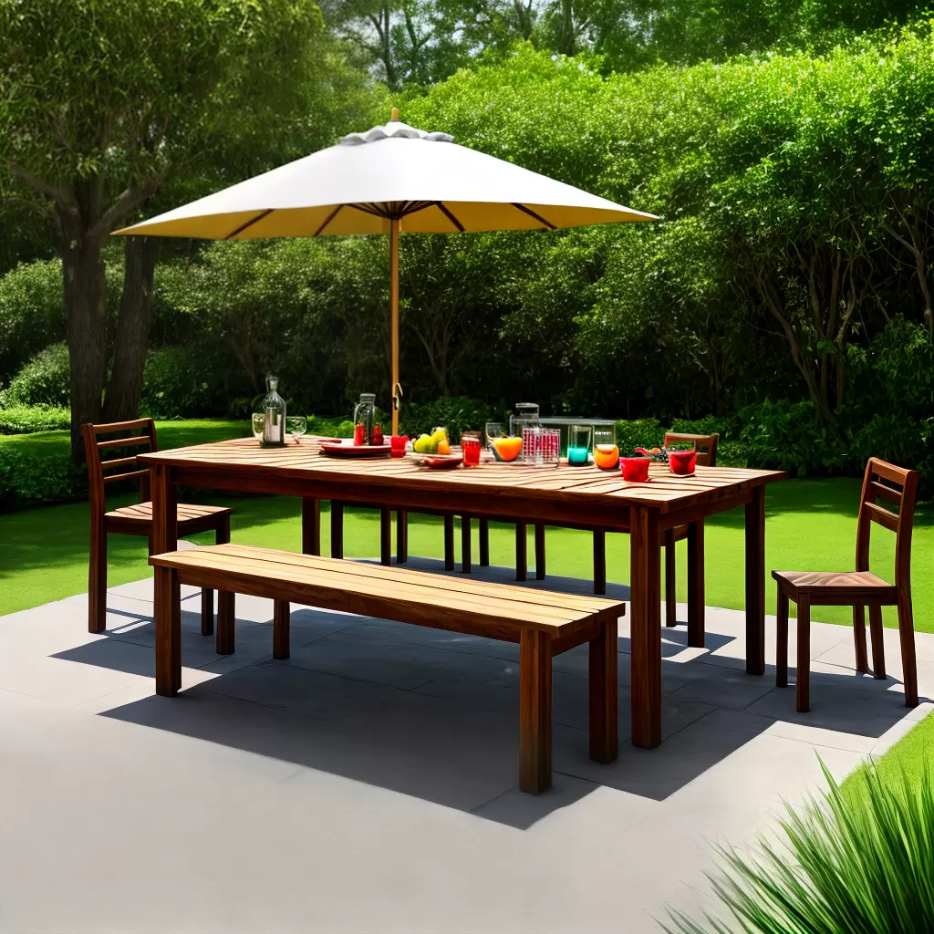 Fotos mesa umbrellas churrasco jardim verde