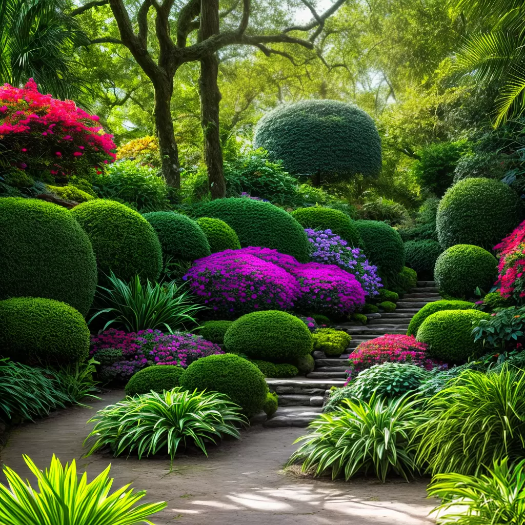 Fotos jardim exotico raro colorido arvores