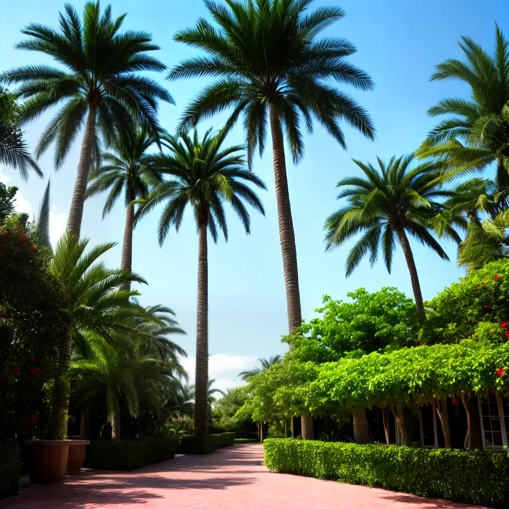 Fotos jardim palmeiras altas majestosas tropicais