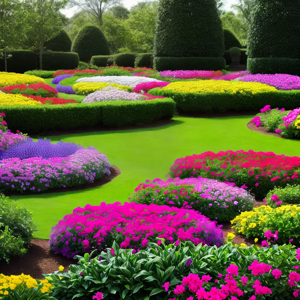 Fotos jardim flores coloridas folhagem verde 1