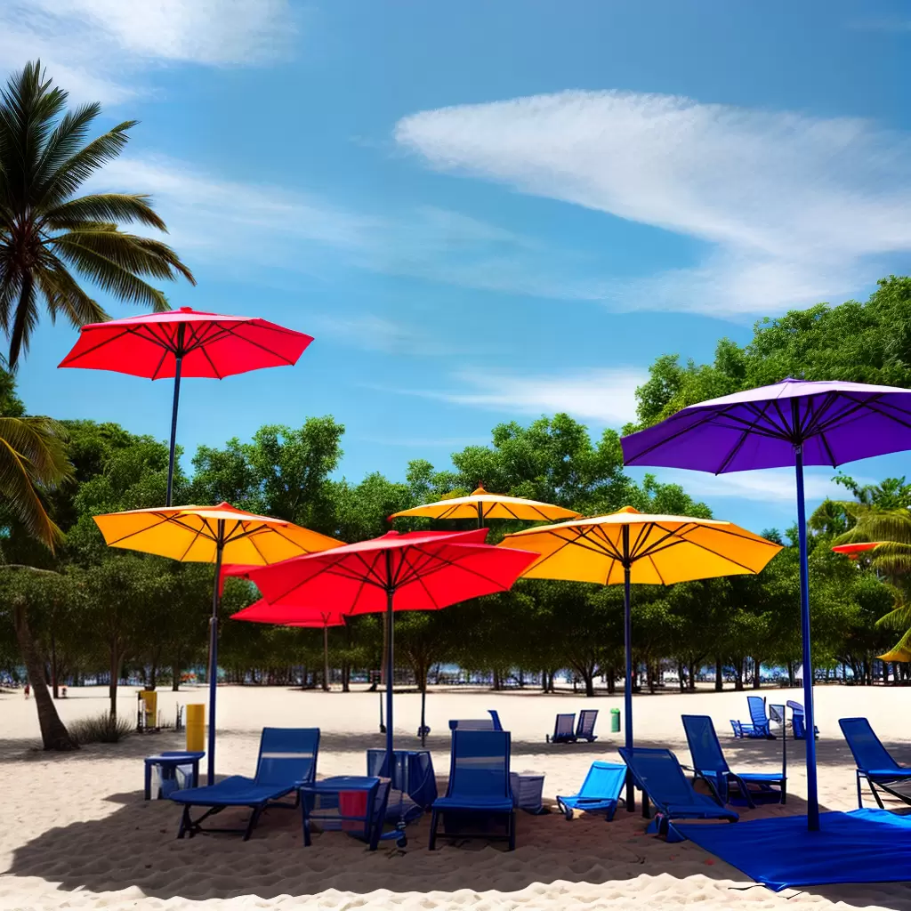 Fotos praia sol umbrella solar usb