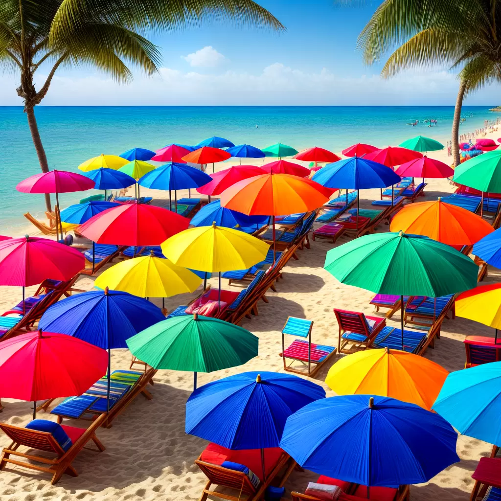 Fotos pintura praia umbrellas artisticos coloridos