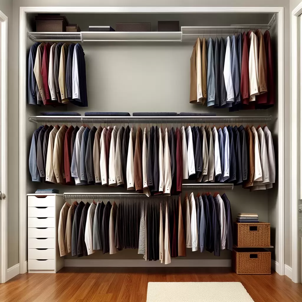 Fotos closet organizado prateleiras cabides